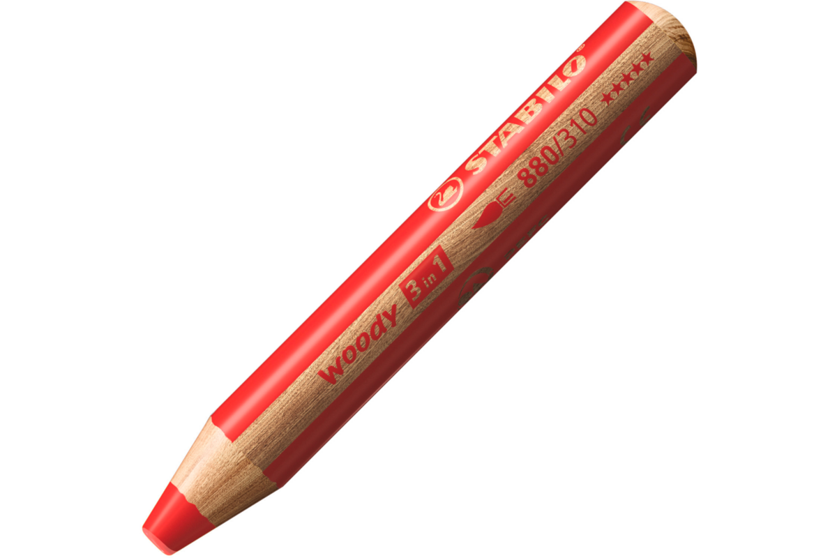 Waskrijt aquarel STABILO woody 3-in-1 assorti, 10 stuks