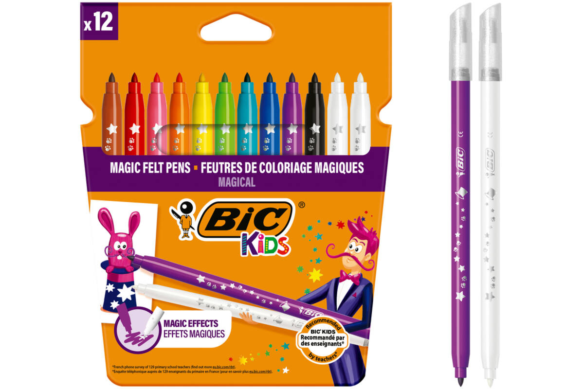 Viltstiften BIC Kids magic assorti, 12 stuks