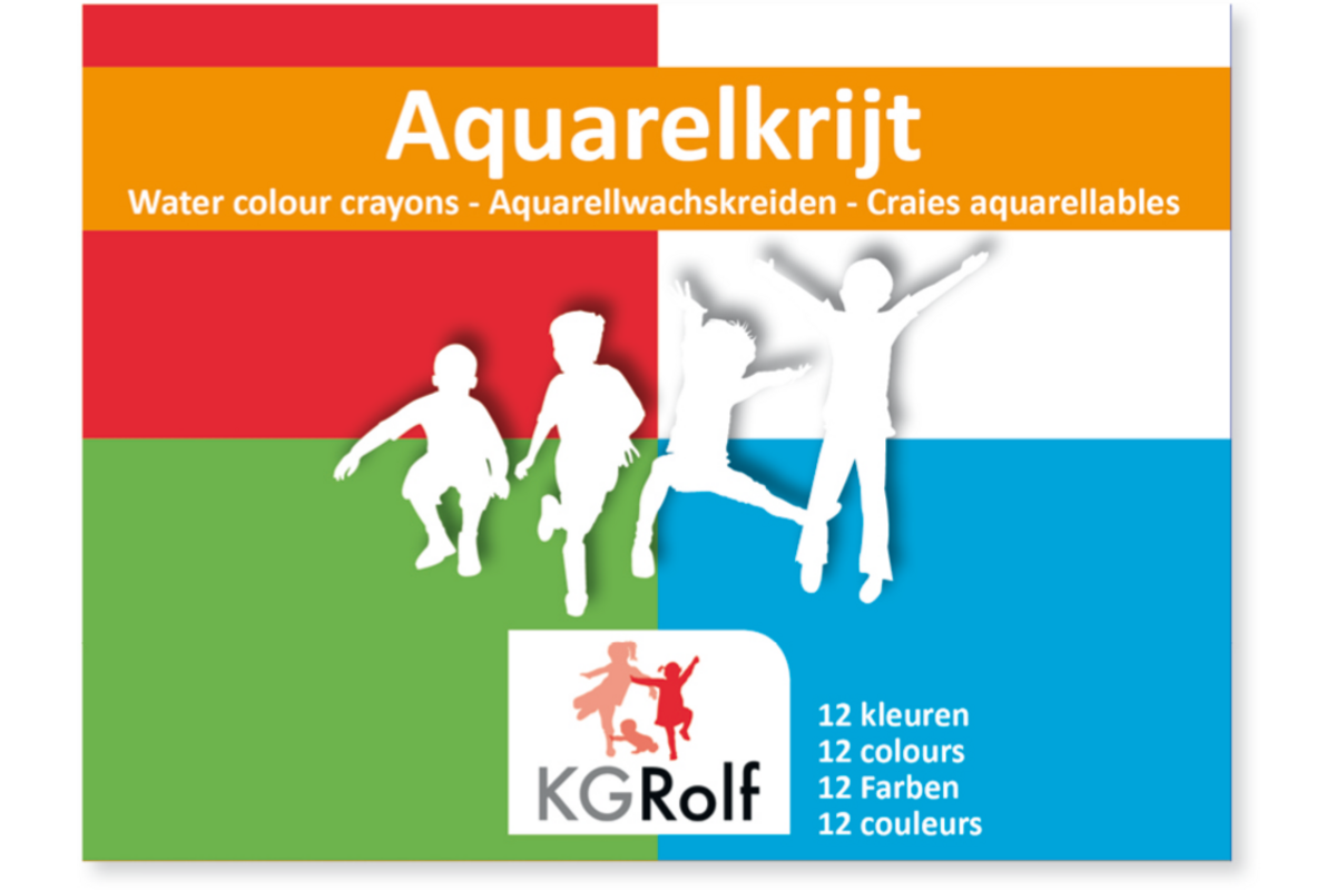 Aquarelkrijt assorti, 12 stuks