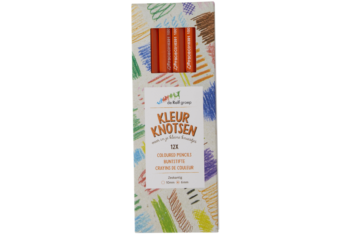 Kleurknotsen | de Rolf groep | 10 mm oranje, 12 stuks