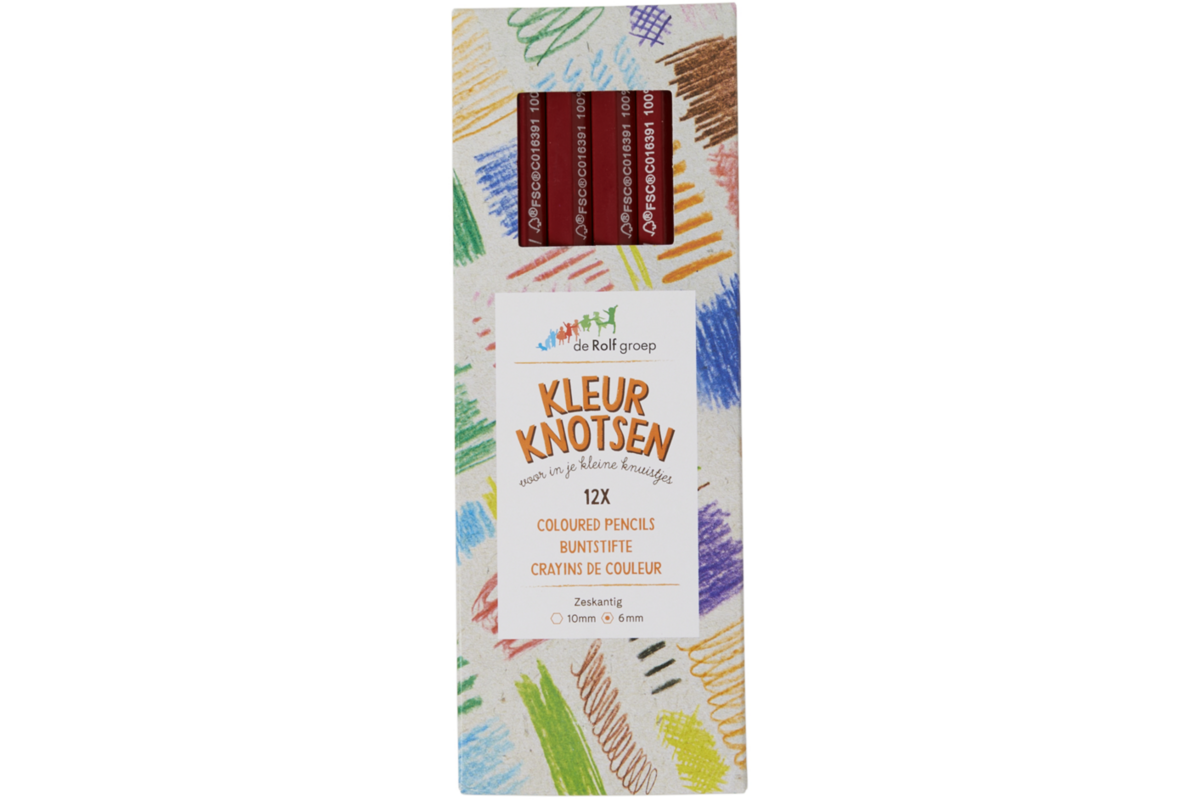 Kleurknotsen | de Rolf groep | 10 mm donkerrood, 12 stuks