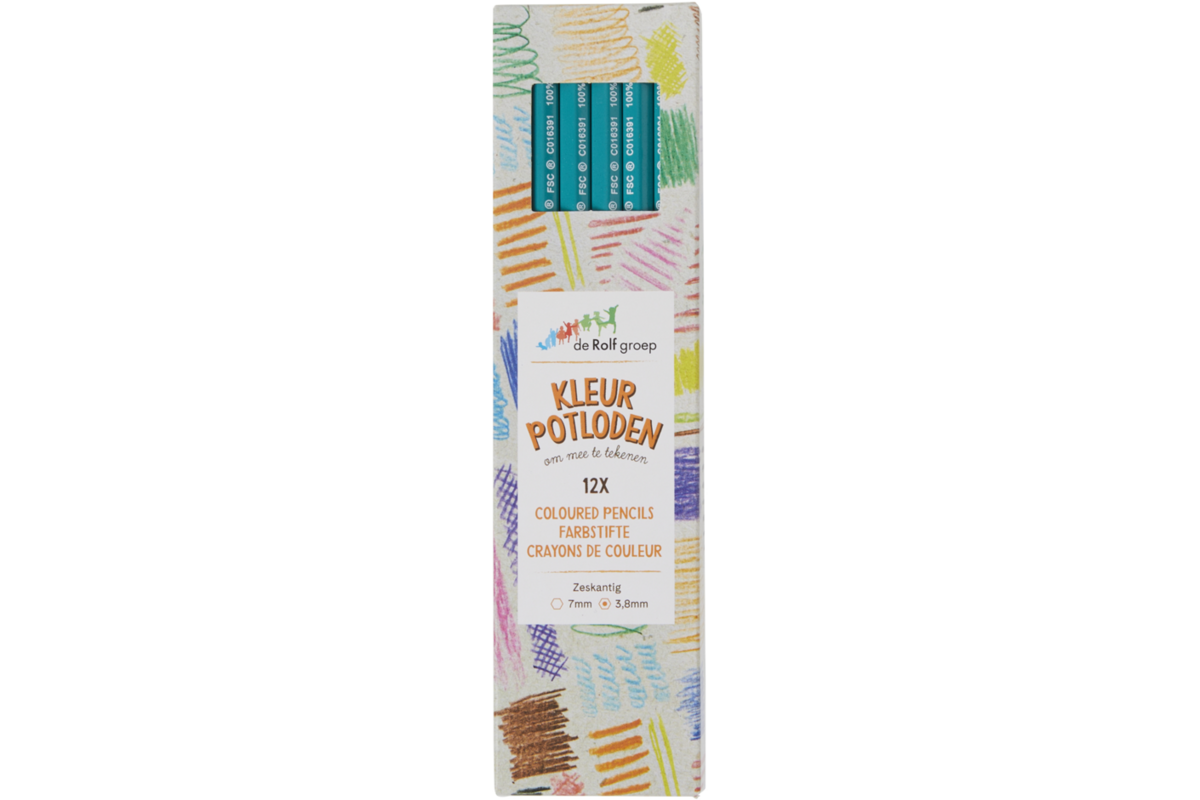 Kleurpotloden | de Rolf groep | turquoise, 12 stuks