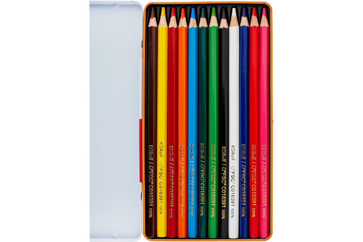 Kleurpotloden | de Rolf groep | assorti in blik, 12 stuks
