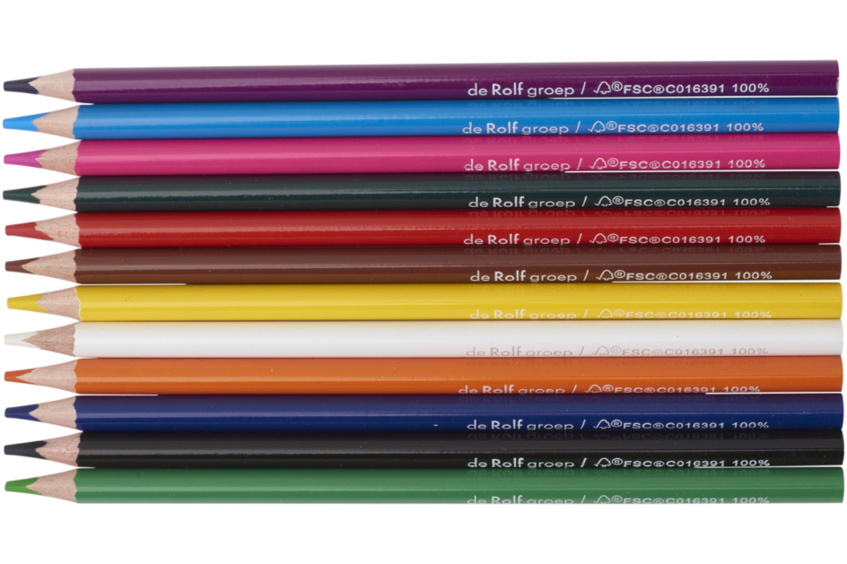 Kleurpotloden | de Rolf groep | driekantig  assorti, 12 stuks