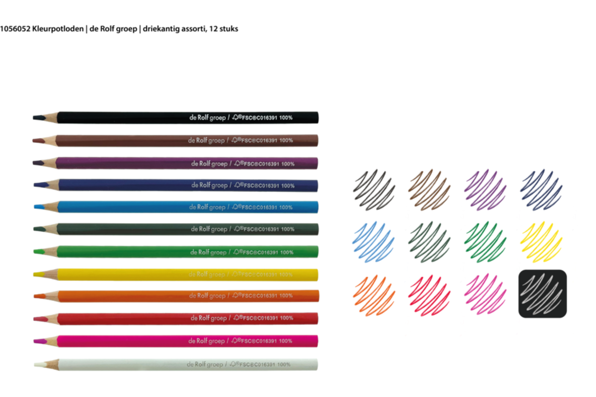 Kleurpotloden | de Rolf groep | driekantig  assorti, 12 stuks