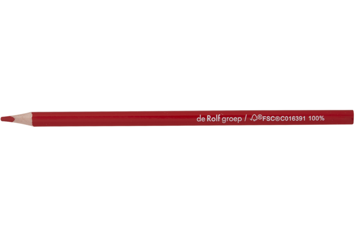 Kleurpotloden | de Rolf groep | driekantig rood, 12 stuks