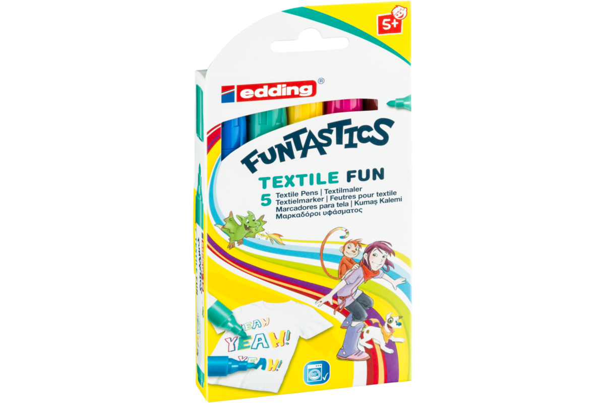 Textielstiften edding Funtastics Textile 2-3 mm assorti, 5 stuks