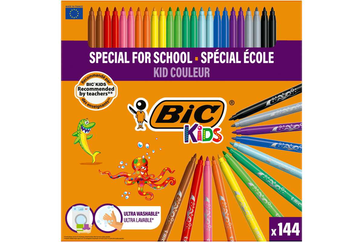 Viltstiften BIC kid couleur assorti, class pack 114 + 30 gratis