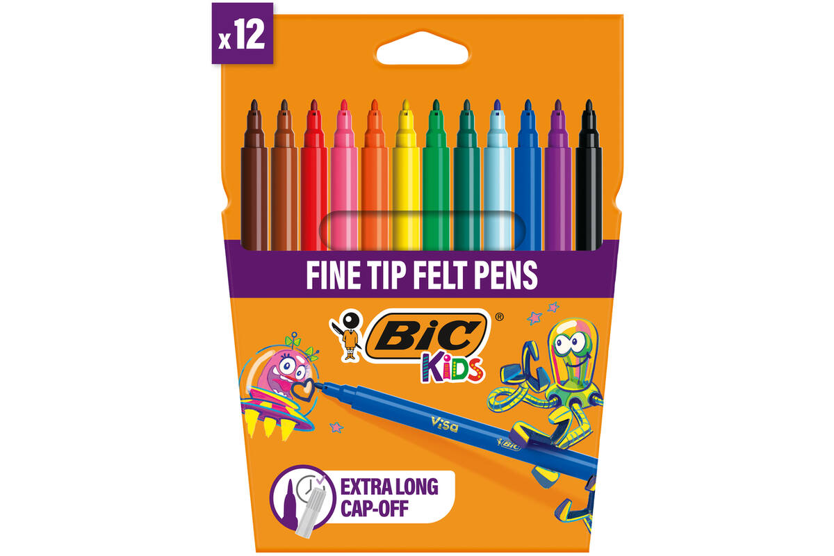Viltstiften BIC Kids Visa assorti, 12 stuks