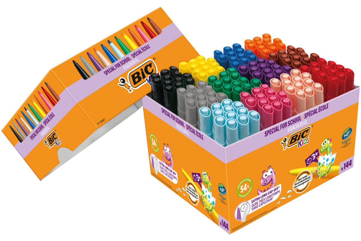 Viltstiften BIC Kids visacolor XL Ecolutions assorti, class pack 124 + 20 gratis