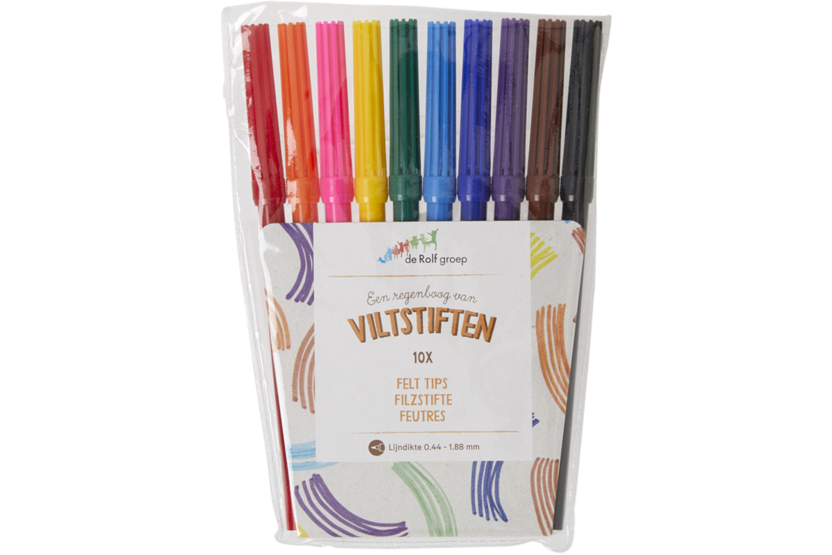 Viltstiften | de Rolf groep | basic 2 mm assorti, 10 stuks