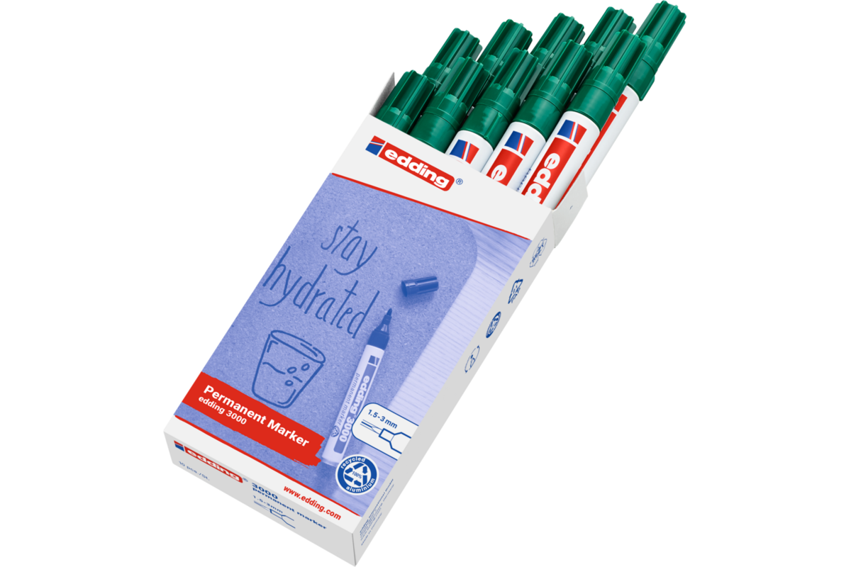 Permanent marker edding 3000 1,5-3 mm groen