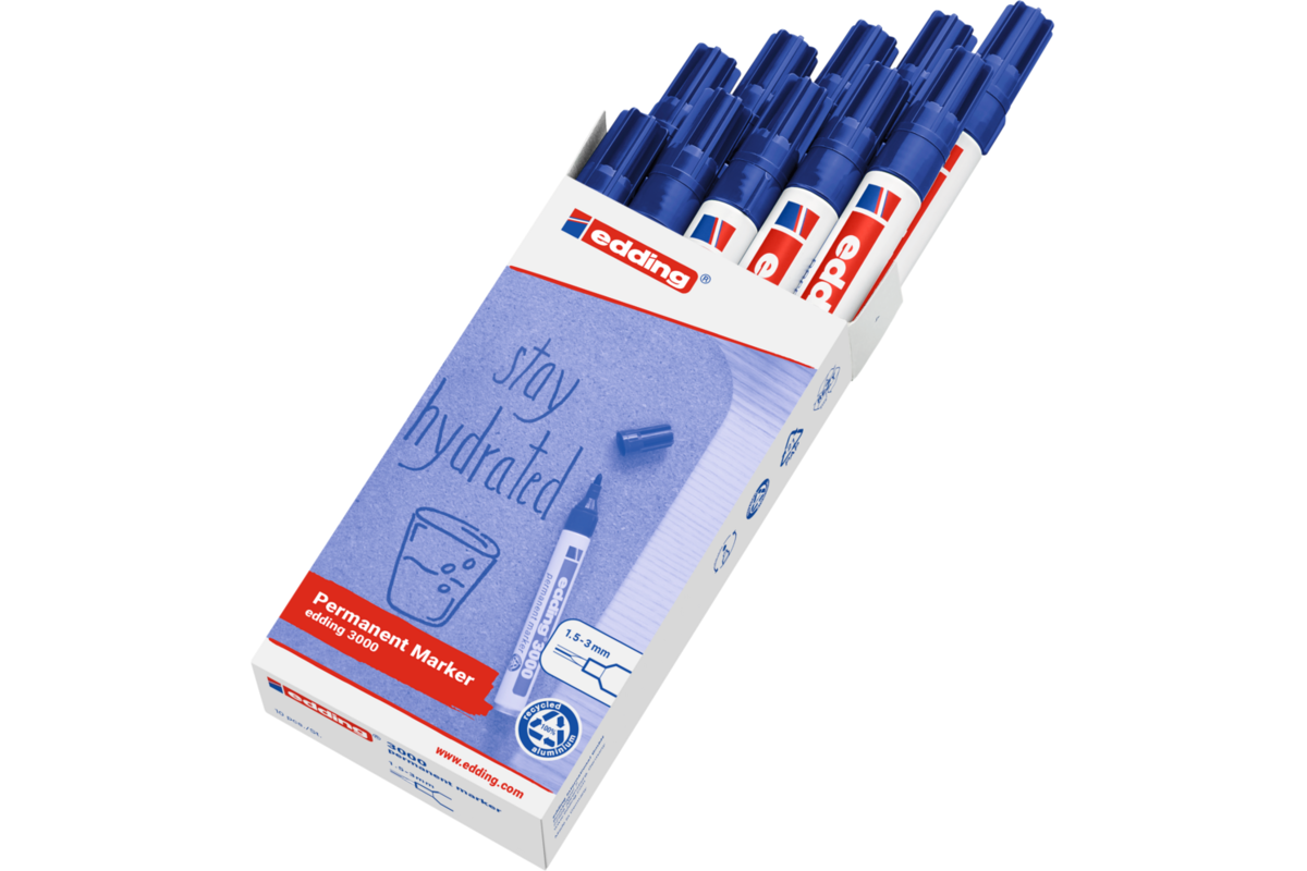 Permanent marker edding 3000 1,5-3 mm blauw