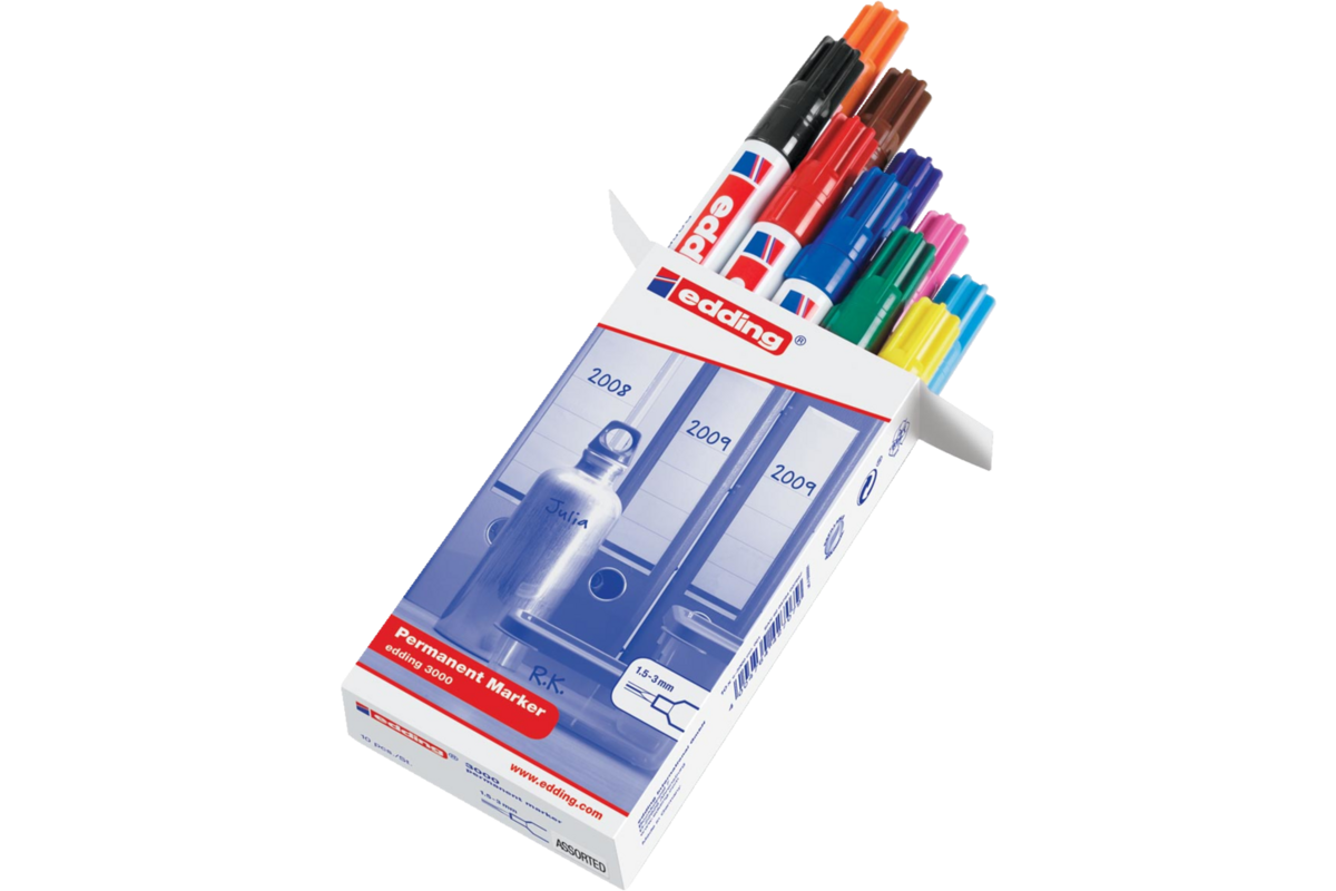 Permanent marker edding 3000 assorti 1,5-3 mm, 10 stuks