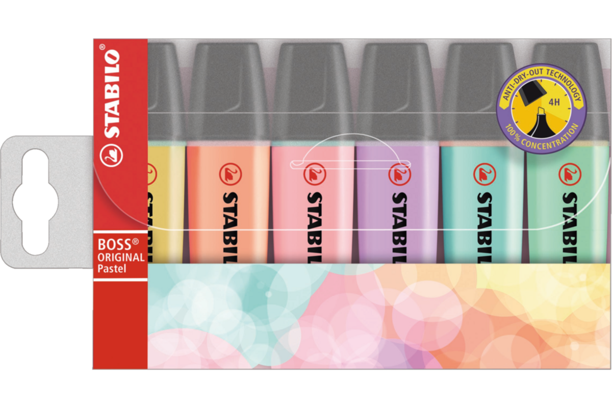 Markeerstift STABILO BOSS Original Pastel etui 6 stuks