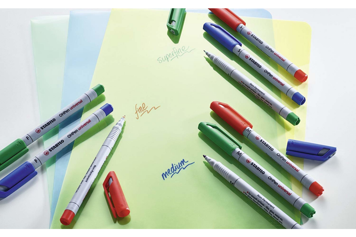 Overheadschrijver STABILO uitwisbaar ass. 4 stuks