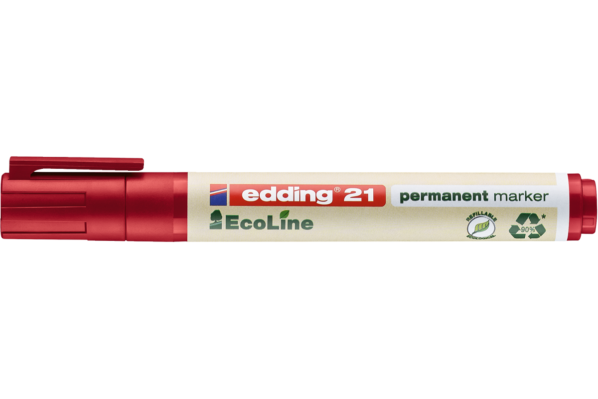 Permanent marker edding e-21 Ecoline rood, 10 stuks