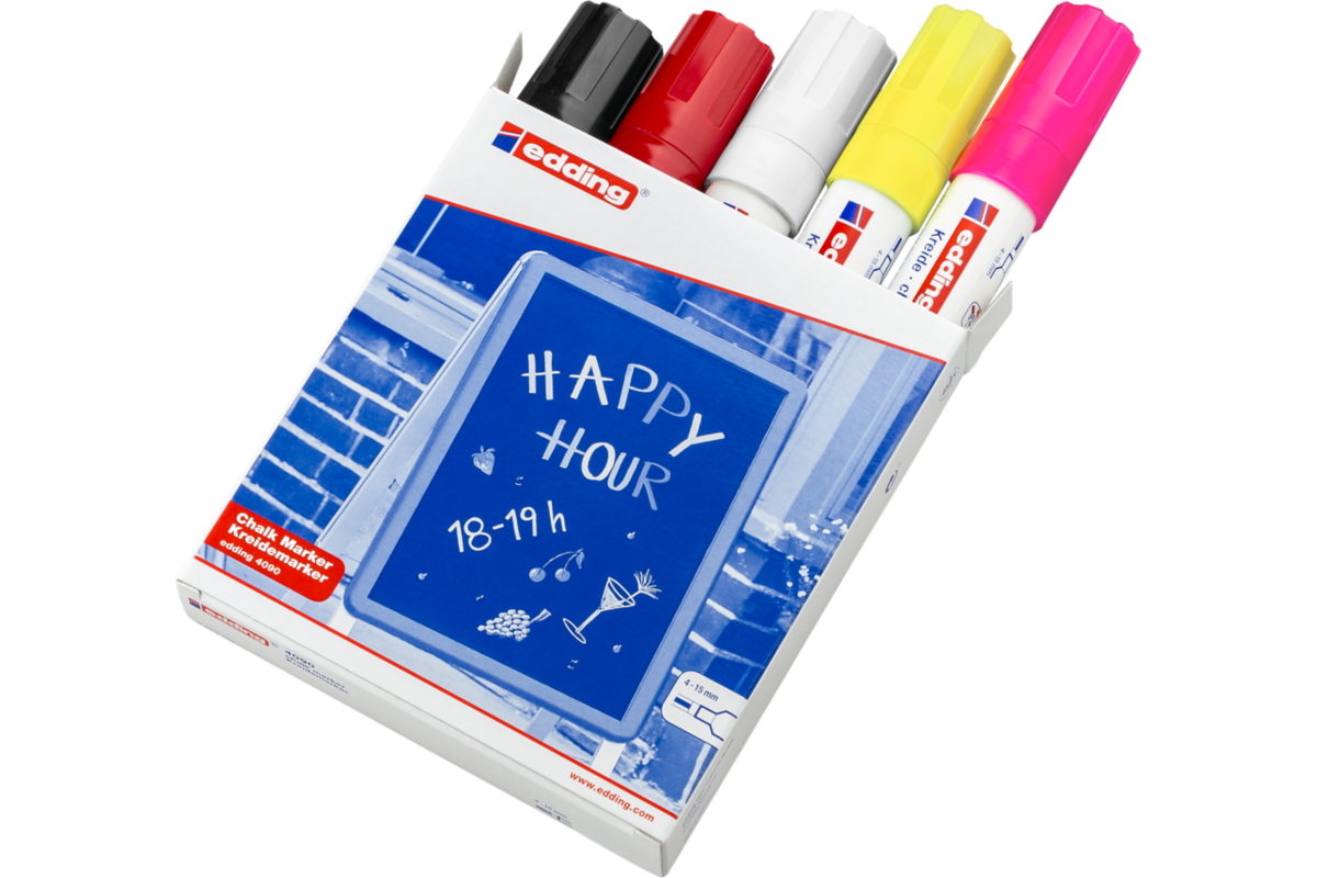 Krijtstift edding dik assorti set 1, 5 stuks