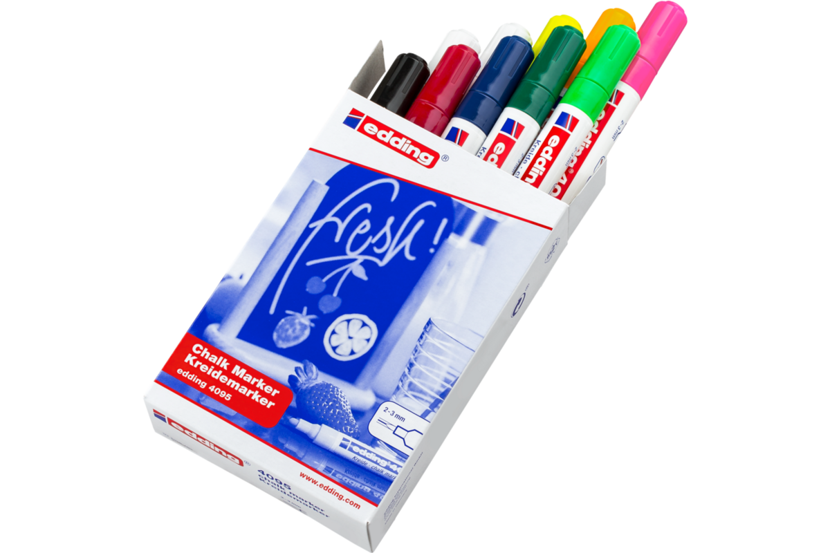 Krijtstift edding dun assorti, 10 stuks