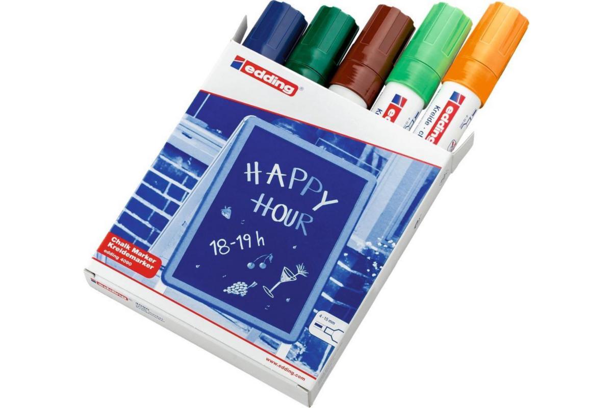 Krijtstift edding dik assorti set 2, 5 stuks