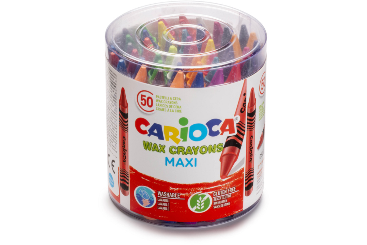 Waskrijtjes Carioca Maxi Wax assorti, 50 stuks
