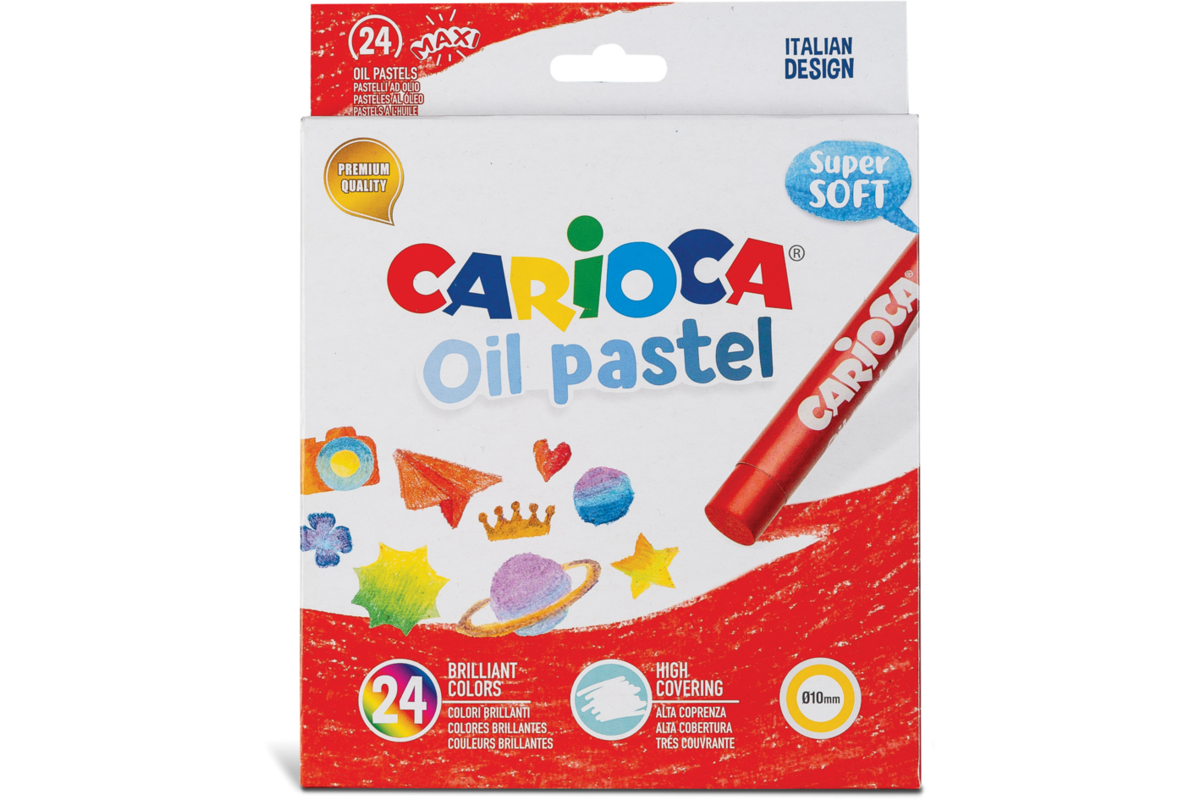 Oliekrijtjes Carioca Oil Pastel Maxi assorti, 24 stuks
