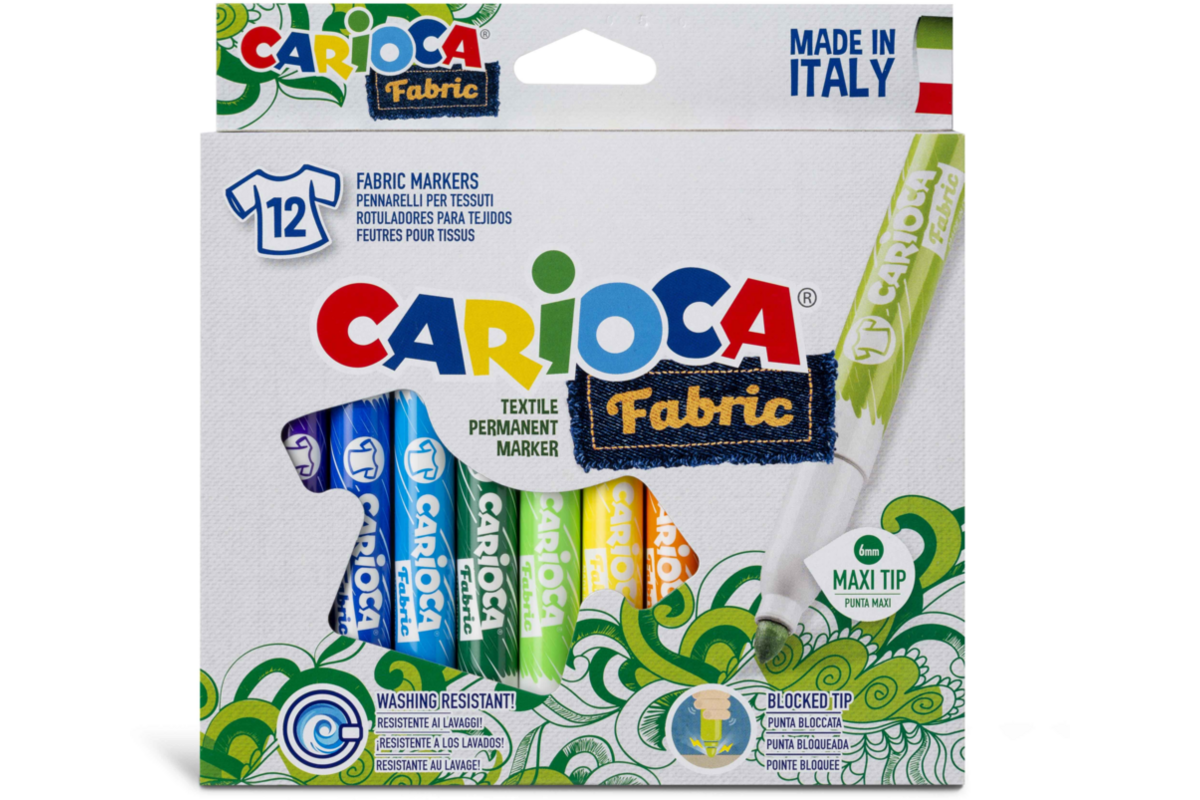 Textielstiften Carioca assorti, 12 stuks