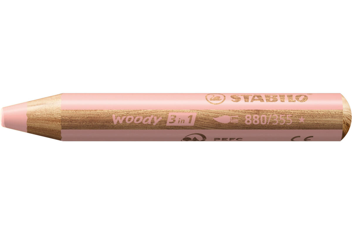 Waskrijt aquarel STABILO Woody 3-in-1 assorti classpack, 76 stuks incl. slijpers