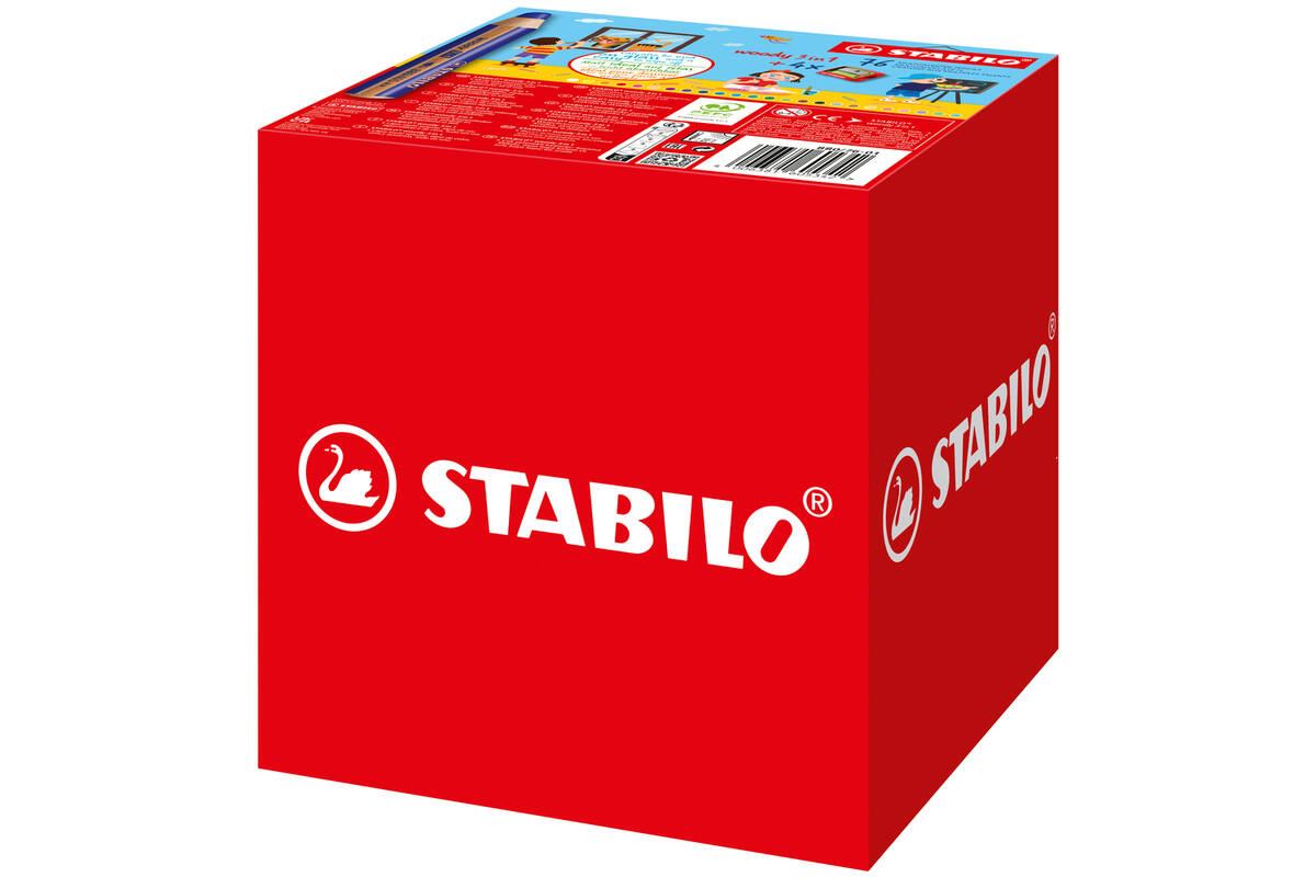 Waskrijt aquarel STABILO Woody 3-in-1 assorti classpack, 76 stuks incl. slijpers