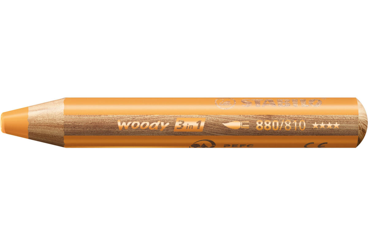 Waskrijt aquarel STABILO Woody 3-in-1 assorti classpack, 76 stuks incl. slijpers