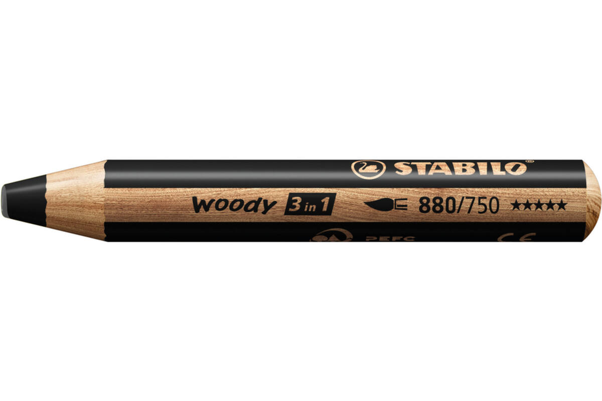 Waskrijt aquarel STABILO Woody 3-in-1 assorti classpack, 76 stuks incl. slijpers