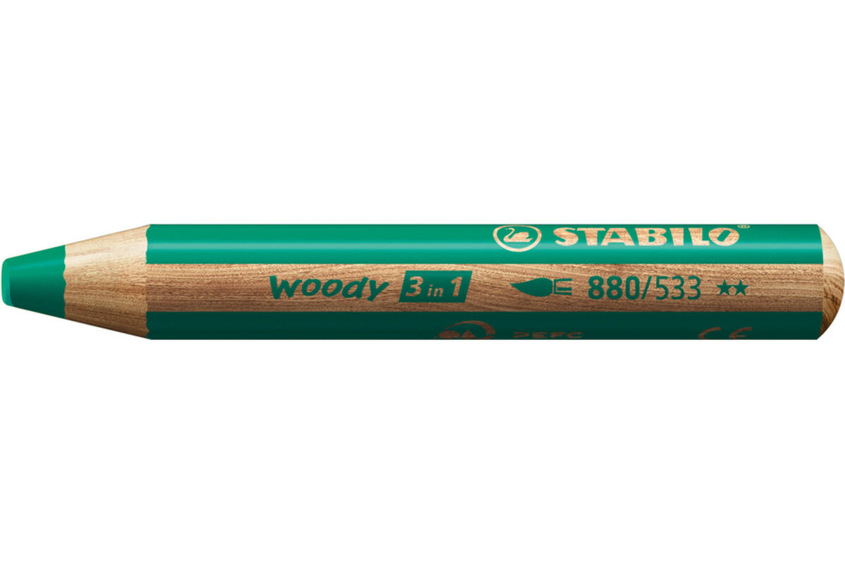 Waskrijt aquarel STABILO Woody 3-in-1 assorti classpack, 76 stuks incl. slijpers