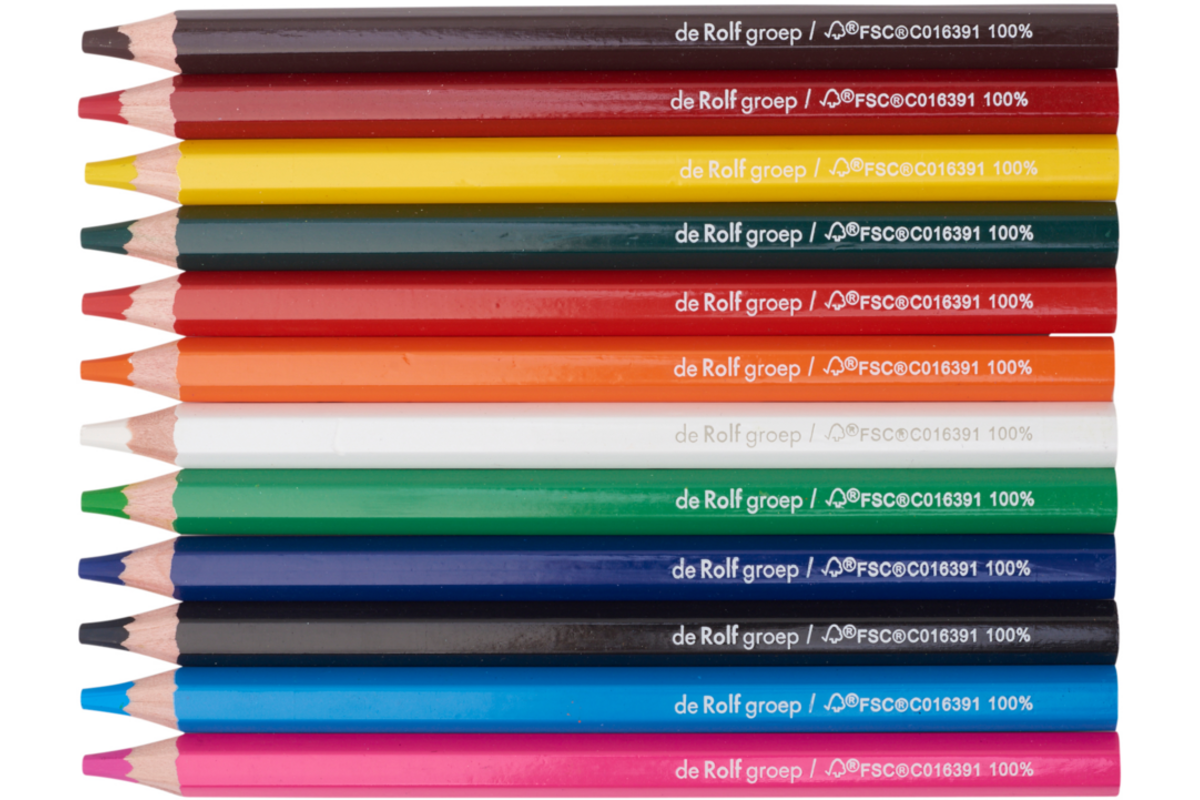 Kleurpotloden | de Rolf groep | knotsen 10 mm assorti classpack, 144 stuks