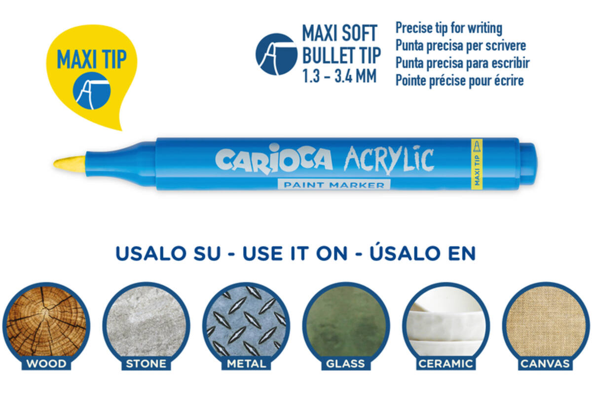 Acrylstiften Carioca  assorti maxi punt, 12 stuks