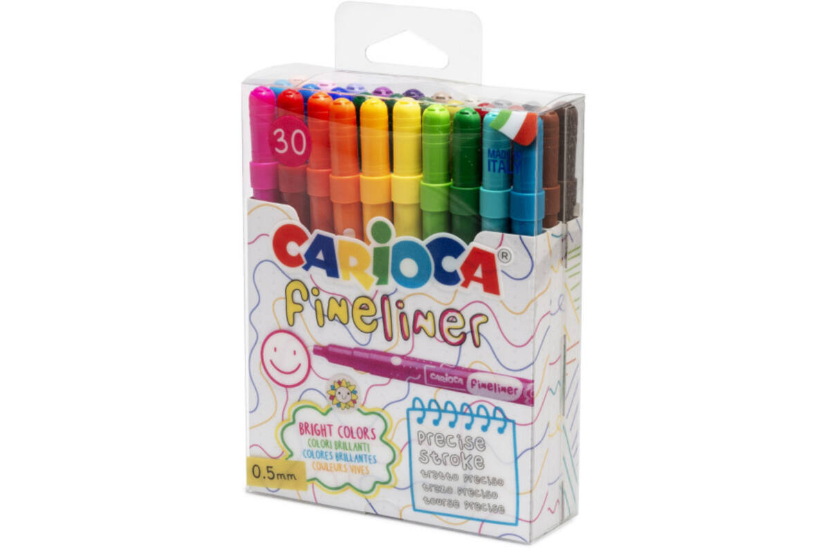 Fineliners Carioca assorti 0,5 punt, 30 stuks