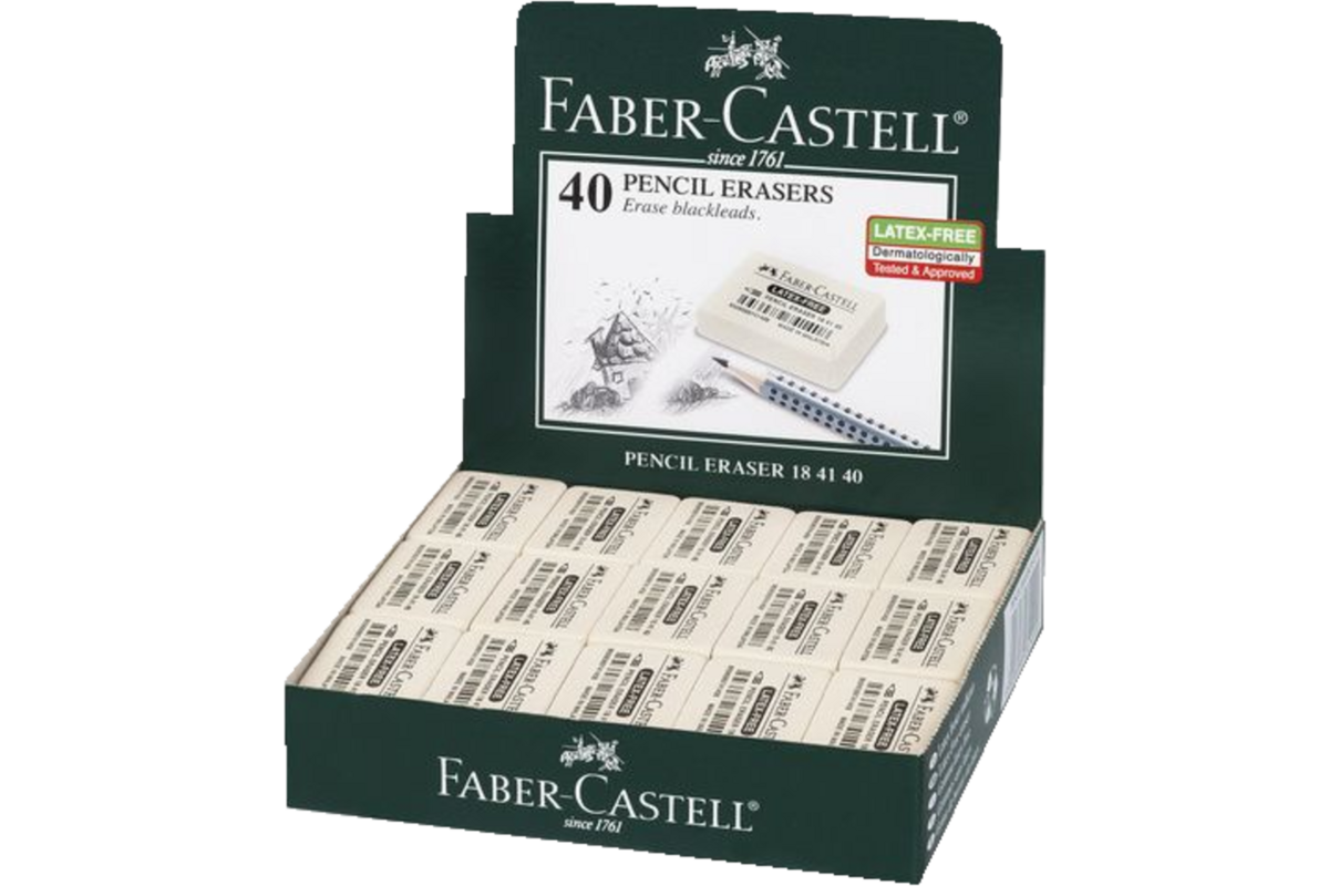 Gum Faber-Castell natuurrubber 34x26x8mm, 40 stuks