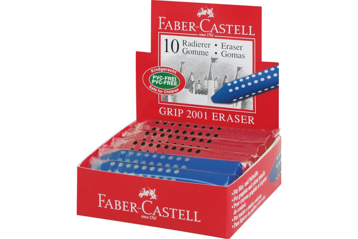 Gum Faber-Castell GRIP 2001 assorti, 10 stuks