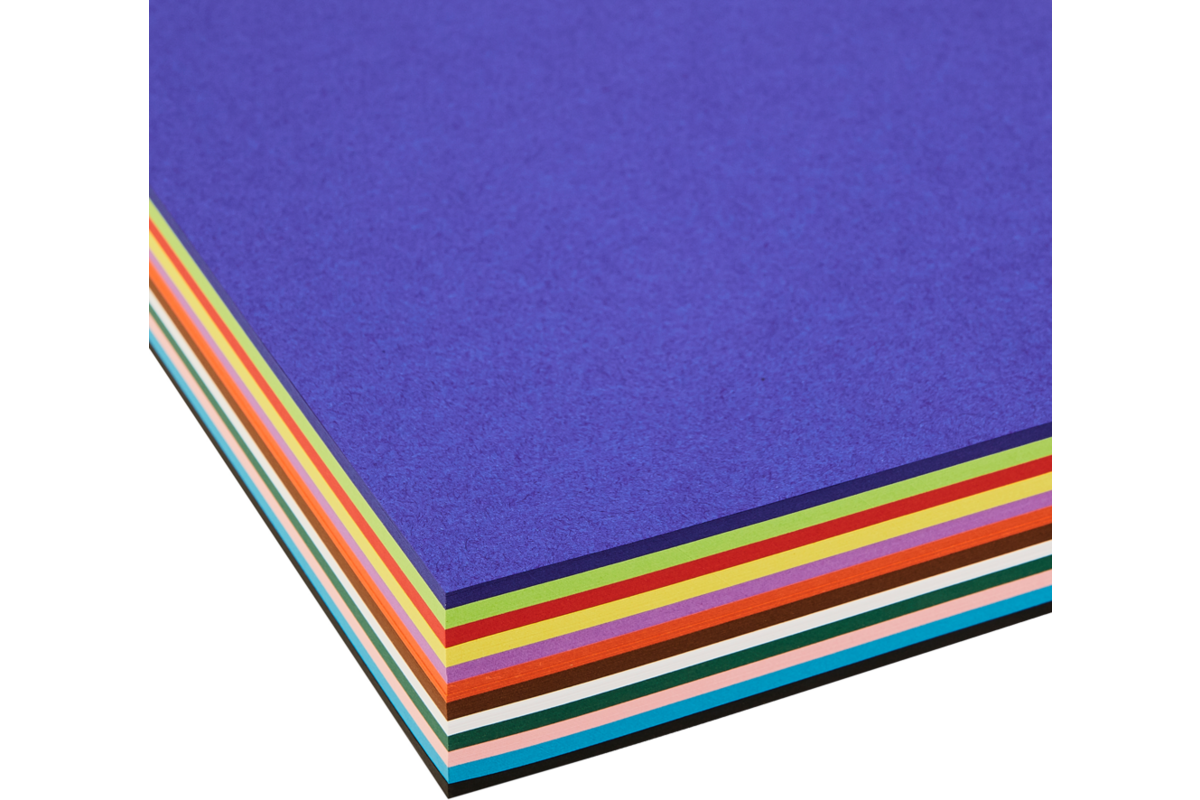 Tekenpapier A4, assorti in 12 kleuren 240 vel, 120 grs.