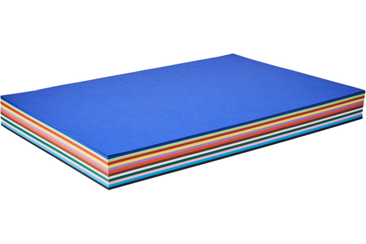 Tekenpapier A3, assorti in 12 kleuren 240 vel, 120 grs.