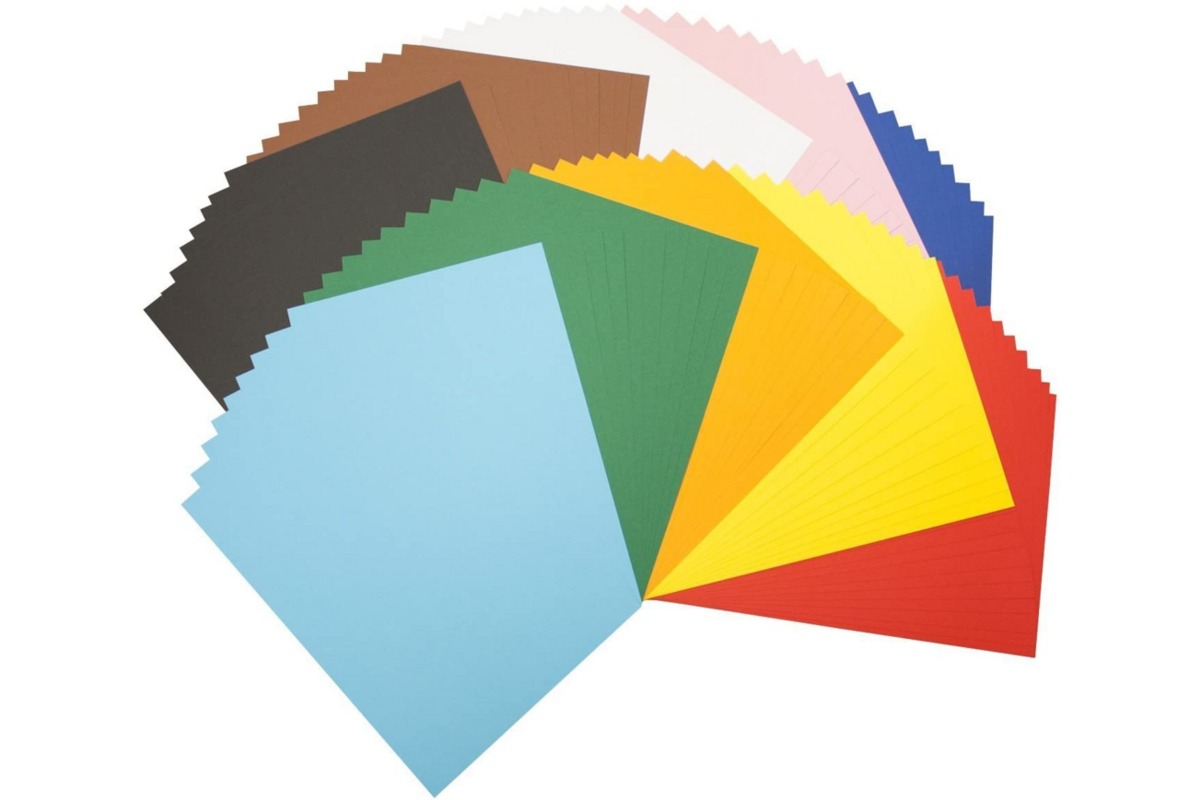 Tekenpapier A4, assorti in 10 kleuren, 100 vel, 130 grs.