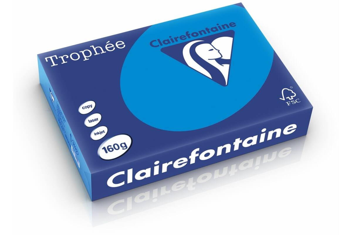 Omslagkarton diepblauw/cariben A4, FSC houtvrij 250 vel, 160grs.