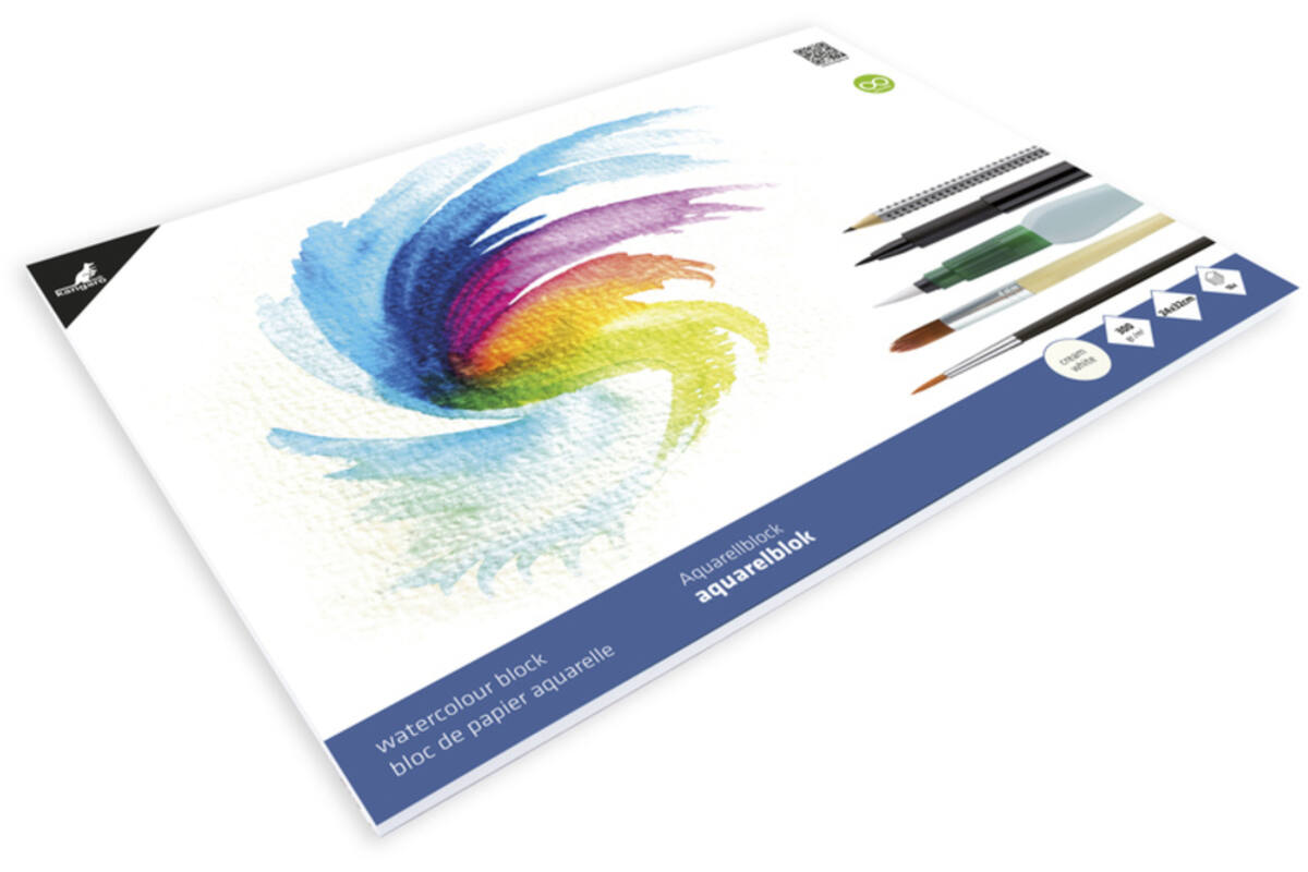 Aquarelpapier 24 x 32 cm roomwit 300 gram, 16 vel
