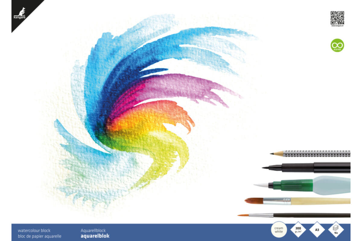 Aquarelpapier A3 roomwit 300 gram, 16 vel