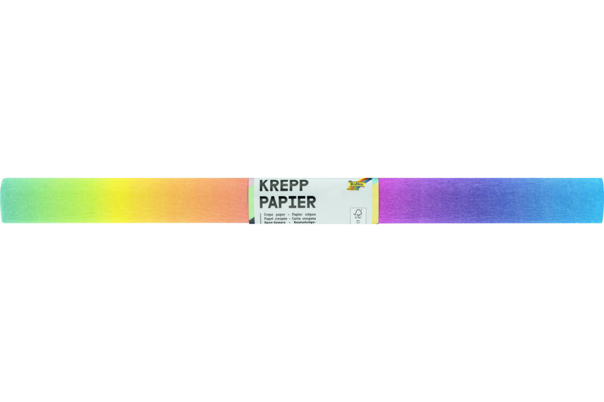 Crêpepapier regenboogkleuren 50 x 250 cm (10 stuks)