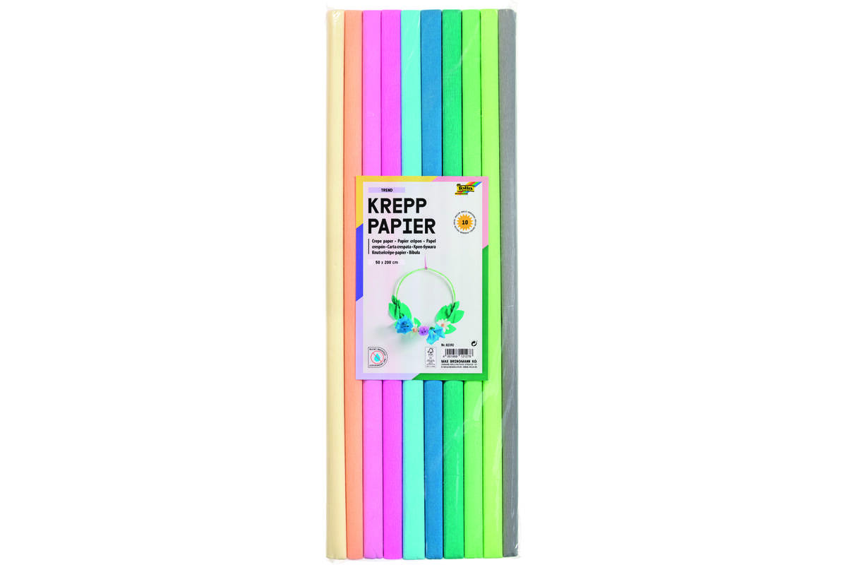 Crêpepapier trendkleuren 50 x 200 cm, 10 rol