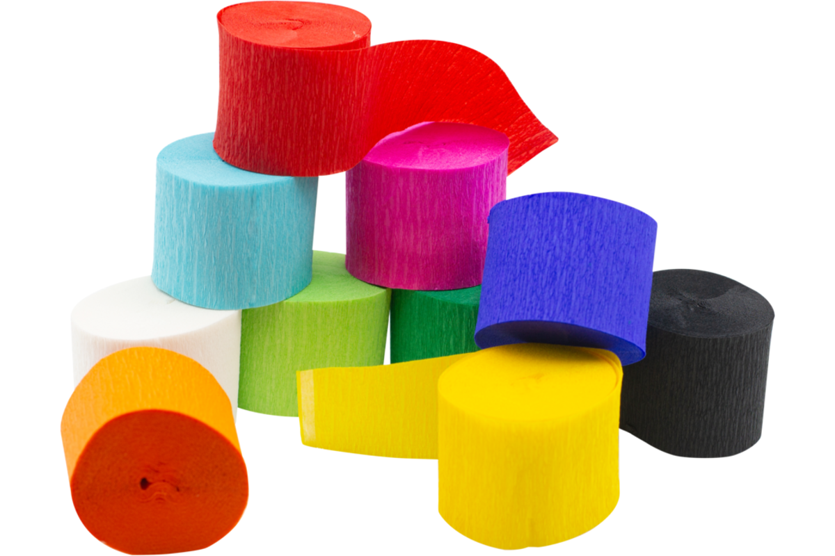 Crêpepapierstroken assorti 10 m x 5 cm, 10 stuks