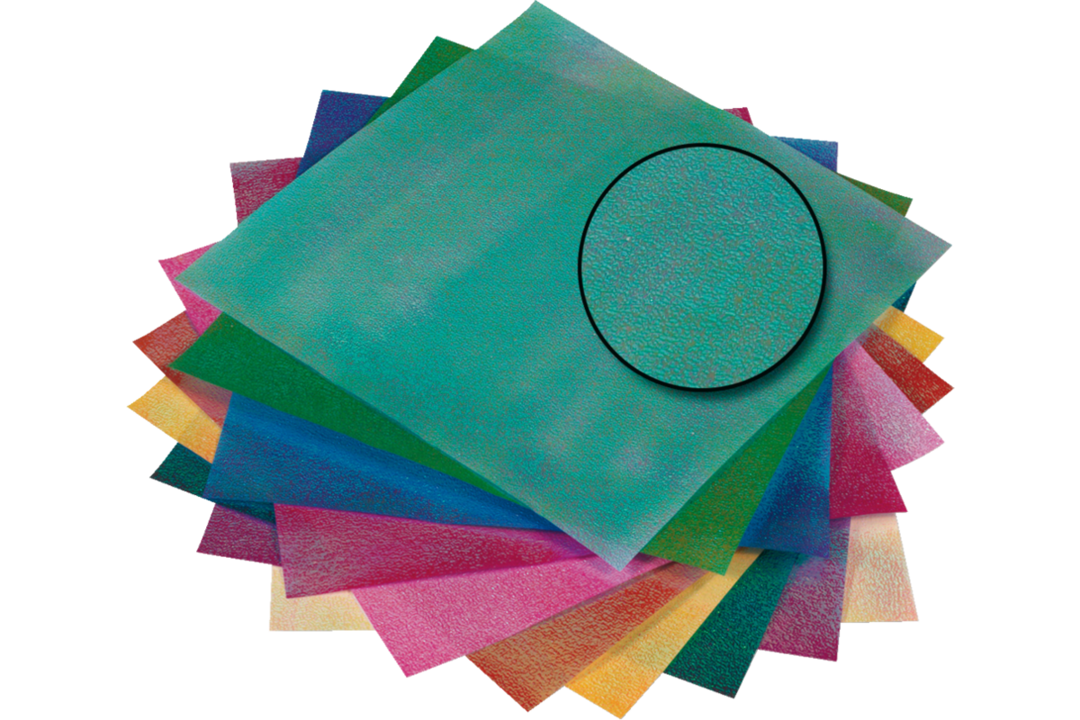 Knutselpapier iriscerend, 50 vel 14 x 14 cm in 10 kleuren, 75 grs.