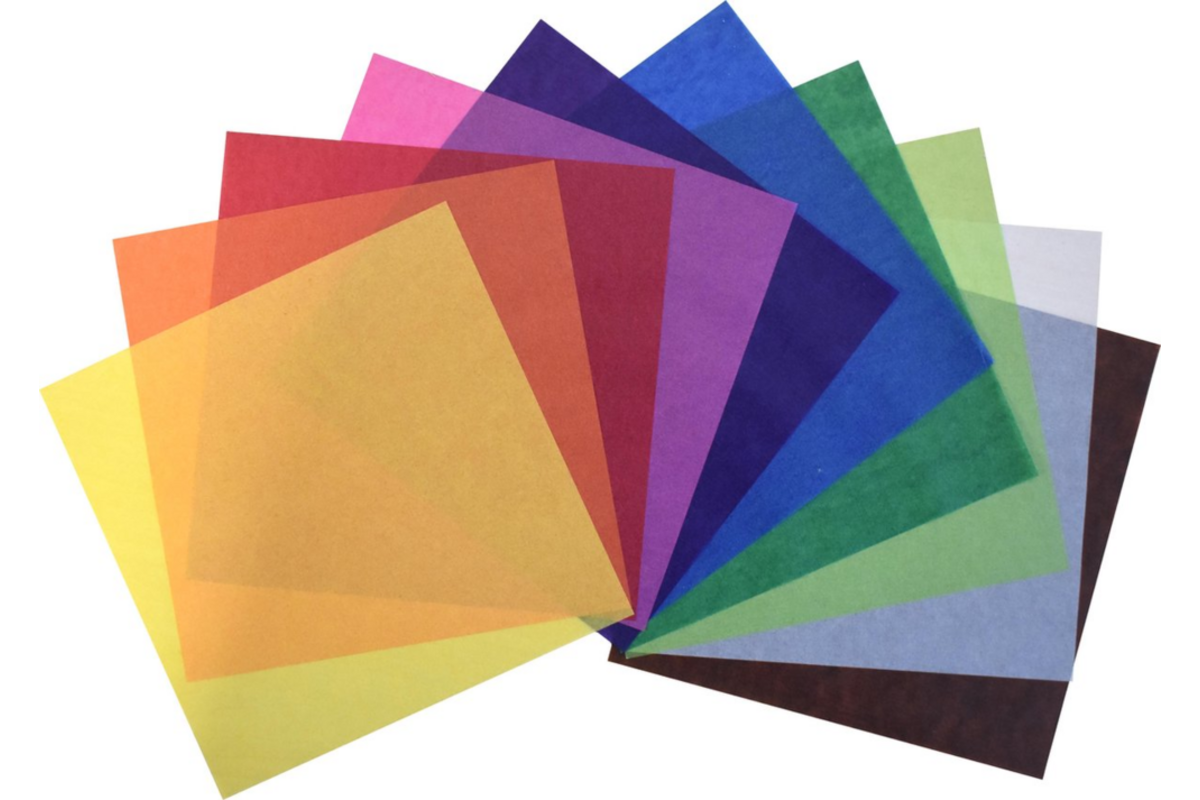 Vliegerpapier 20 x 20 cm 10 kleuren assorti, 500 vel