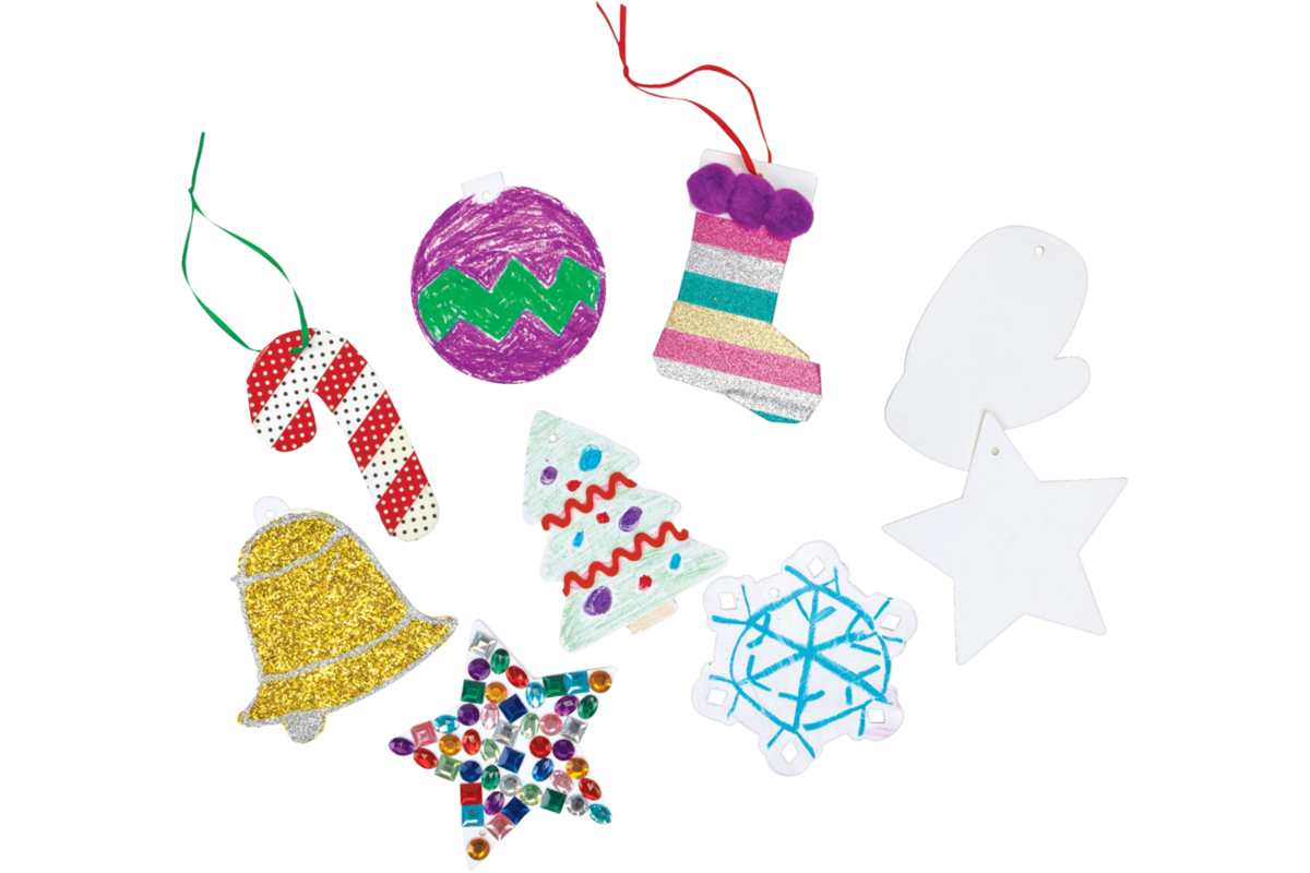 Kerstversiering van karton assorti 12 cm, 48 stuks