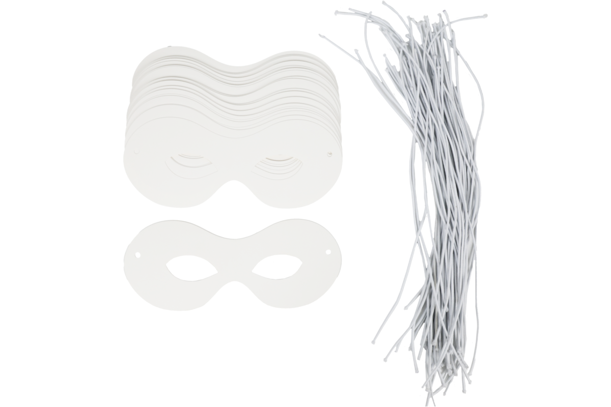 Masker karton 18 x 7,5 cm met elastiek, 50 stuks